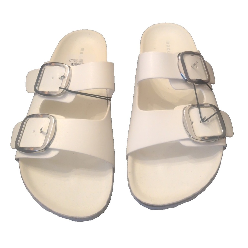 Madden Girl Bodie White Patent Slide Sandals Womens Size 6 NEW